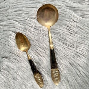 Vintage Brass Siam Goddess Serving Set